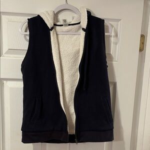 Women's Navy and Cream Hooded Vest size M